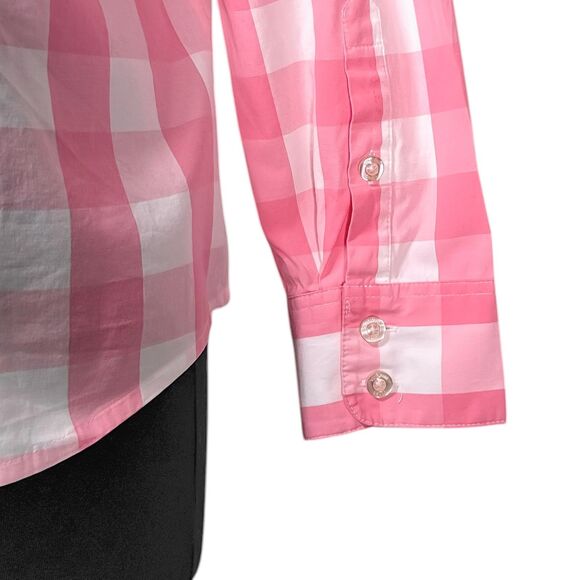 Vineyard Vines Women’s Shirt 8 Pink White Plaid Check Cotton Long Sleeve Preppy - Picture 10 of 10